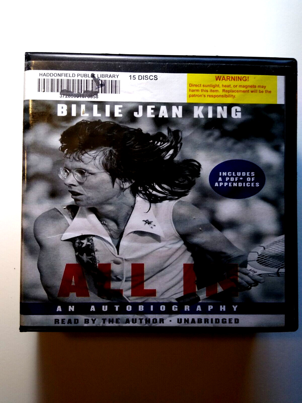 Billie Jean King All In An Autobiography Women's Pro Tennis 15 Discs 18 Hours